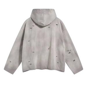 เสื้อครอปแบบหลวมสำหรับผู้ชายเสื้อมีฮู้ดสำหรับผู้ชายเสื้อสไตล์สตรีทแวร์เสื้อครอปซักแบบไม่มีตะเข็บโลโก้แบบวินเทจ - Product Image 4