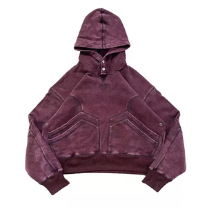 เสื้อฮู้ดแบบสวมหัวสำหรับผู้ชายผ้าเดนิมโอเวอร์ไซส์ผ้าเดนิม220จีเอสเอ็มมีฮู้ดเสื้อสวมหัวพิมพ์ลาย - Product Image 5