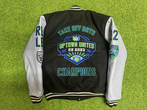 Men's <b>Top</b>-Selling Autumn Winter Varsity Jacket High Quality <b>Woolen</b> Breathable Leather Sleeves Quilted Embroidery Patches for - Product Image 2