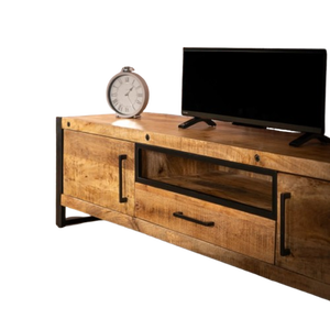 เฟอร์นิเจอร์ไม้เนื้อแข็งทำด้วยมือหน่วยทีวีที่ทันสมัยพร้อมคุณสมบัติการจัดเก็บที่ถอดออกได้และปรับได้สำหรับห้องนั่งเล่นหรืออพาร์ตเมนต์ - Product Image 2