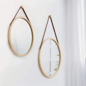 Espejo de pared redondo hecho a mano superventas con marco de bambú natural y correa colgante de Vietnam - Product Image 4