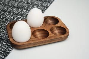 Durable Modern <b>Egg</b> Holder Stand High Quality Elegant Natural Wood Finish Stainless & <b>Ceramic</b> Material Home Kitchen Bakery Use - Product Image 2