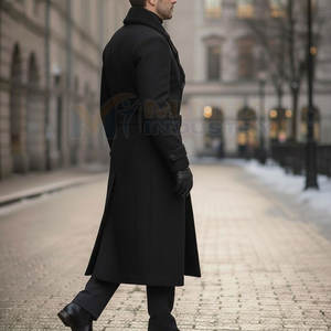 Modern Style Slim Fit Woolen Men Long Coat Lightweight <b>Polyester</b> <b>Fabric</b> Men Long Coat For Online Sale - Product Image 5