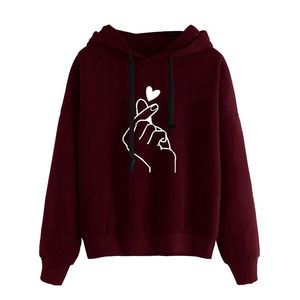 Doigt coeur à capuche mode coréenne automne polaire à capuche couleur unie sweat à capuche ample pour les couples - Product Image 5