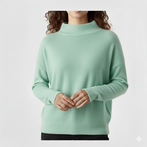Sweat-shirt à col montant en tricot surdimensionné pour femmes de haute qualité Manches longues Coupe ample Doux Confortable Chaud Décontracté Automne Hiver - Product Image 1