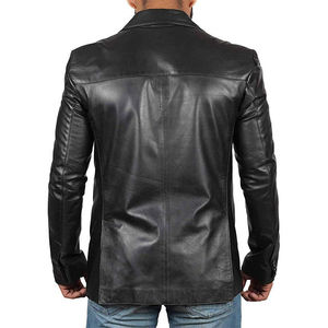 Chaqueta Universitaria de Cuero de Lujo Personalizada, Clásica Negra, Estilo Semi-Casual de Negocios - Product Image 5