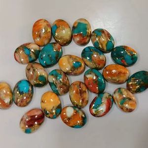 Turquoise cuivre naturelle de haute qualité, cabochon ovale de 10x14 mm, pierre précieuse multicolore, pierres précieuses en vrac pour la fabrication de bijoux, vente en gros - Product Image 1
