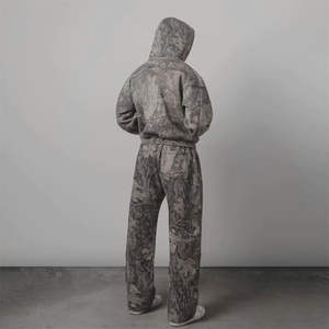 Sudadera extragrande con capucha y Pantalones estampados logotipo personalizado chándal apilado de dos piezas algodón transpirable venta al por mayor última alta calidad - Product Image 4