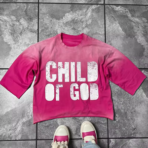 T-shirt Boxy en Coton Épais 100% avec Impression Sérigraphique Personnalisée Streetwear, Délavé à l'Acide et Effet Vieilli 2016 - Product Image 3