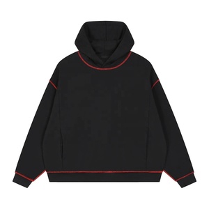 Unisex Light Blue Hooded Sweatshirt Oversized Fit Casual Knitted Cotton Long Sleeve Solid Color Pocket Design Autumn Wear - Product Image 3