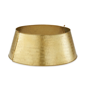 Dernier support d'arbre de Noël en métal plaqué or avec design martelé New Look Décoration de Noël pour logo personnalisable en gros - Product Image 1
