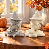 Figurine décorative de Noël en cristal sculpté : Corbeau avec chapeau de sorcière et citrouille, objet de collection pour la maison et le bureau