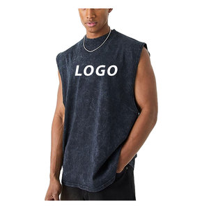 <b>Men's</b> Oversize Knitted Acid Wash Tank Tops Distressed Vintage Design <b>for</b> <b>Gym</b> Workout Fitness Training Sleeveless Singlet <b>Vest</b> - Product Image 5