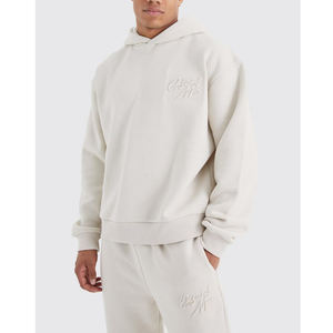 Nuevos conjuntos de pantalones ajustados con capucha de gran tamaño de alta calidad superior/último diseño de chándal transpirable con logotipo impreso en relieve para hombres - Product Image 2