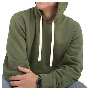 Otoño OEM Logo Hombres Invierno Cálido Fleece Color sólido Sudadera con capucha Cordón Sudadera Casual Pullover Ropa Sudaderas con capucha para hombres - Product Image 3