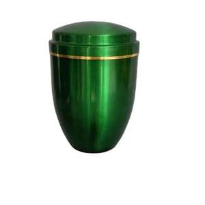 Urne funéraire en aluminium pour adultes en finition argentée à prix de gros avec bande dorée - Product Image 4