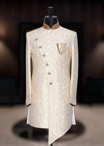 2024 nuevo bordado elegante Sherwani y pantalón con cuentas de cristal y trabajo Dabka combinado con zapato; accesorio de talla grande - Product Image 2