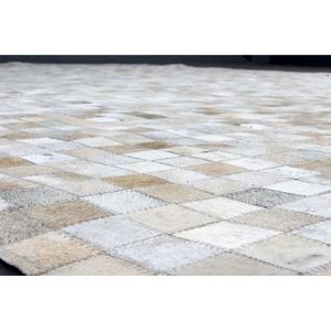 Handcrafted Hair-On Leather Large <b>Abstract</b> <b>Rug</b> for Living Room Bedroom Hallway - Product Image 3