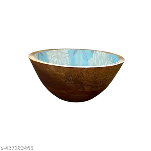 Cuenco de madera natural para servir con diseño floral para aperitivos, ensaladas y decoración del hogar - Product Image 2