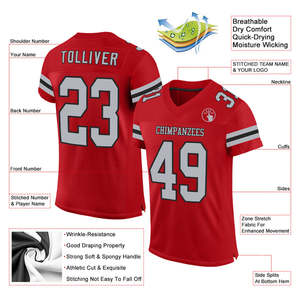 Camiseta de fútbol americano personalizable para jóvenes, uniforme de juego y práctica de Club Escolar transpirable de estilo profesional, ajuste juvenil - Product Image 4