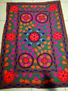 Mantas tejidas de lana bordadas Suzani de colores vibrantes y brillantes hechas a medida para decoración del hogar, reventa en tiendas - Product Image 3