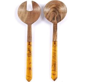 Cuillère unique en bois et résine – Outil de cuisine et de service élégant - Product Image 1