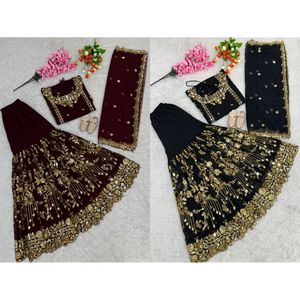 Designer Kurta Pant Dupatta Set Fully Sequence Work Made on Faux Georgette <b>Fabric</b> With <b>Net</b> <b>Fabric</b> Dupatta Party Wear Dress - Product Image 6