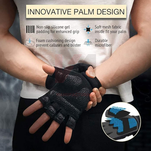 <b>Breathable</b> Weight Lifting Gloves with Wrist Support & Anti-Slip Palm <b>Men</b> & Women Gym Training Half Finger Weightlifting Glove - Product Image 2