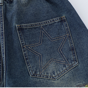 กางเกงยีนส์ขาสั้นทรงหลวมของผู้ชายกางเกงขาสั้นผ้ายีนส์ตัดและตัดเย็บตามสั่ง - Product Image 5