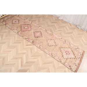 Vintage Turkish Rug 2.8x10.4 ft (84x316 cm), Herki <b>Brown</b> <b>Wool</b> Rug - Product Image 3