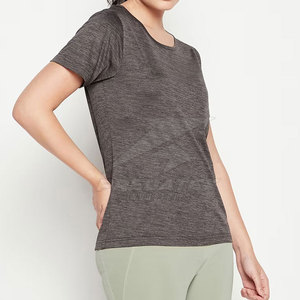 Camiseta de algodón 100% para mujer con servicio OEM, informal, cuello redondo, respetuosa con el medio ambiente, uso diario a la venta - Product Image 3