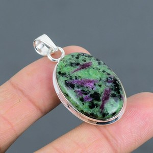 Meilleure vente 925 argent Sterling Designer pendentif rubis naturel Zoisite Cabochon solide en gros bijoux fournitures pour les femmes - Product Image 1