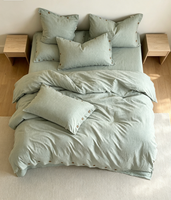 Ensemble de literie classique 100% lin français, housse de couette à fermeture boutonnée, ensemble de draps de couleur unie à texture naturelle lavée
