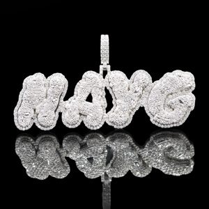Pendentif unisexe hip-hop en acier inoxydable contemporain personnalisé, serti de diamants CZ glacés - Product Image 1