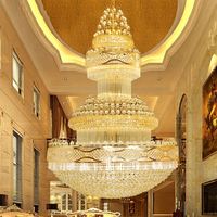 Lustre en cristal de grande taille pour escalier d'hôtel, lustre Empire, lustre de luxe en or