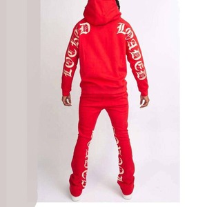 Chándales de algodón, Sudadera con capucha, pantalón de retazos, chándal para hombre, joggers apilados, conjuntos de Jogger de dos piezas Acampanados para hombre - Product Image 6