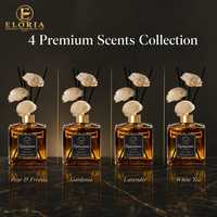 Diffuseur de parfum en verre de luxe Eloria, qualité hôtel 5 étoiles, avec bâtonnets en rotin naturel, sans alcool, aromathérapie pour chambre à coucher