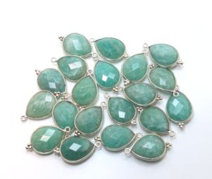 925 Sterling Silver Natural Amazonite Faceted Pear Shape <b>Pendant</b> for Weddings Parties Anniversaries Silver Jewelry Making - Product Image 2