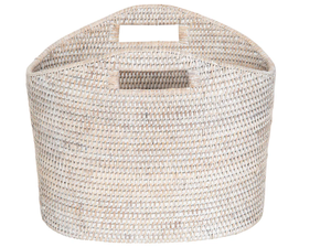 Panier de rangement pour livres en rotin naturel blanc fait à la main, écologique, simple, avec poignée, grand cercle, OEM, salon - Product Image 3