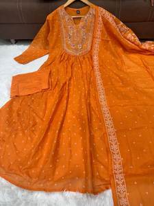 Diseñador Alia Cut Suit Fancy Indian Silk Kurta Pant Modelo para fiestas - Product Image 3