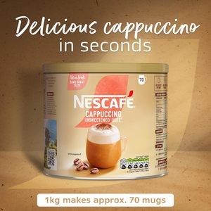 For <b>NESCAFe</b> 1kg Tin of <b>Unsweetened</b> <b>Cappuccino</b> Instant Coffee Mellow Arabica Bean Taste Roasted and Caffeinated Packaging May - Product Image 3
