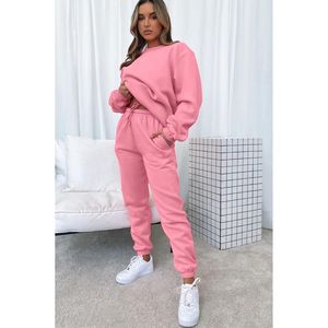 ชุดวอร์มลำลองสำหรับผู้หญิงฤดูหนาว แบบสองชิ้น สีพื้น สามารถสกรีนโลโก้ได้ ผลิตจากผ้าระบายอากาศ - Product Image 6