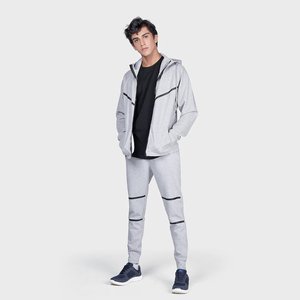 Ensemble veste et jogging zippés personnalisés pour hommes 100% coton et nylon pantalon de survêtement coupe-vent pour les activités de plein air en hiver - Product Image 6