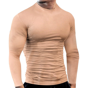 Camisas de manga larga de compresión atlética con cuello redondo para hombre de alta calidad, camiseta atlética de secado rápido ajustada para entrenamiento de gimnasio - Product Image 6