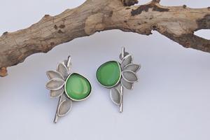 Offre Spéciale traditionnel nouveau dernier créateur de bijoux de mode en argent cerceau fait à la main en laiton pierre boucle d'oreille pour les filles et les femmes - Product Image 2