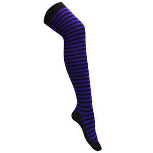 Calze a Compressione Medieta Acrylan per Halloween, Viola con Strisce Nere, per Uso Quotidiano - Product Image 1