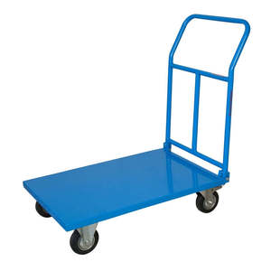 Chariot de chantier industriel en tôle 20/10 avec quatre roues en PU, poignée pliable et freins, personnalisable OEM - Product Image 1