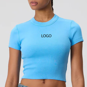 Camisetas Cortas para Mujer 2026, Diseño Elástico y Transpirable para Mayor Comodidad, Color Sólido, Diseño Económico, Mezcla de Algodón de Alta Calidad - Product Image 1