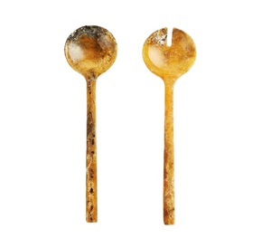 Ensemble de serveurs à salade en résine à motifs uniques pour soupe à salade et fruits épicés Ensemble de serveurs à salade esthétiques d'origine éthique pour ferme - Product Image 1