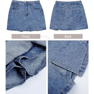ออกแบบโลโก้ของคุณเอง กระโปรงยีนส์ผู้หญิงขายดี ผ้าฝ้าย แห้งเร็ว ระบายอากาศได้ดี - Product Image 6